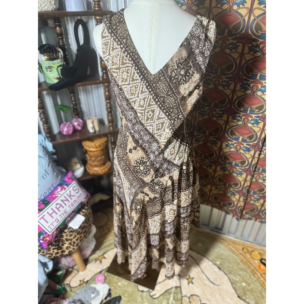 Rabbit Rabbit Rabbit Designs Brown Print Sleeveless Maxi Dress - Picture 3 of 3